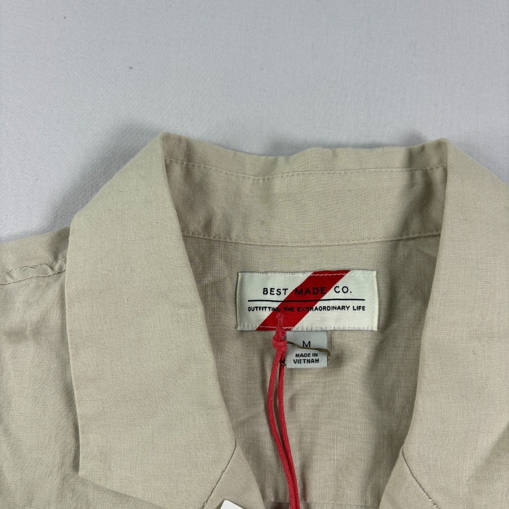 Best Made Co Linen Shirt Mesn Medium Beige Button Up Camp Casual NEW - Picture 3 of 10